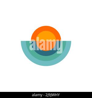 Retro-Logo von Meer und Sonne Stock Vektor
