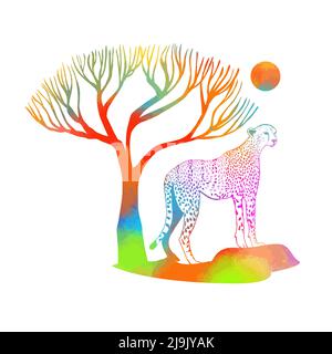 Leopard in Afrika ist gefärbt. Vektorgrafik Stock Vektor