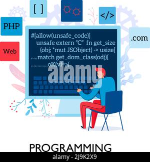 Flache Zusammensetzung mit Programmierer Testprogramme Vektor-Illustration Stock Vektor
