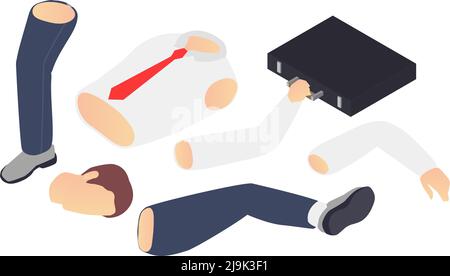 Professionelle Burnout Depression Frustration isometrische Zusammensetzung mit Bildern von Geschäftsarbeitern Gliedmaßen Vektor-Illustration Stock Vektor