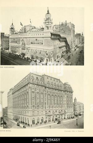 The Hippodrome; Astor Hotel 1911 aus dem Buch ' New York Illustrated ' Erscheinungsdatum 1911 Verlag New York : Success Postal Card Co. Stockfoto