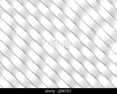 3D Illustration eines weißen Hintergrundes mit hellem Licht. Leuchtende weiße Welle mit diagonalen Linien Stockfoto