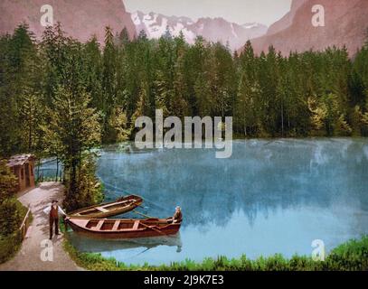 Kandertal und Blausee, Doldenhorn, Berner Alpen, Bern, Schweiz 1890. Stockfoto
