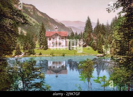 Pension, Kander Valley and Blausee, Berner Alpen, Bern, Schweiz 1890. Stockfoto