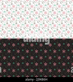 Nahtloses Ostermuster mit Blumenmuster. Umriss dekoratives Ei-Design, Gänseblümchen-Blumen. Geometrische Rasterdarstellung. Vektor Stock Vektor