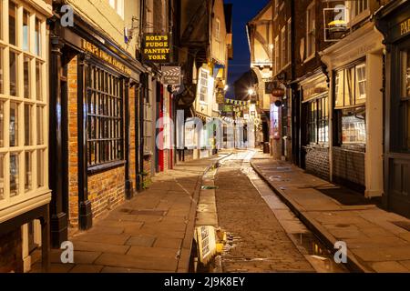 Abend auf den Shambles in York, North Yorkshire, England. Stockfoto