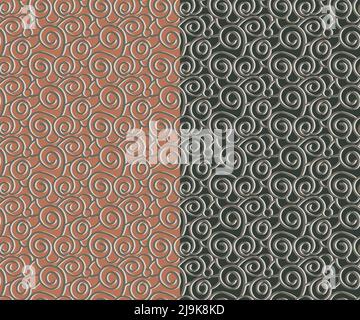 Doodle Spirale formt nahtloses Muster. Handgezeichnete Pinselstreichel, modernes abstraktes Design, dekorative Kunst. Erdtöne Farbpalette. Rot oder Stock Vektor