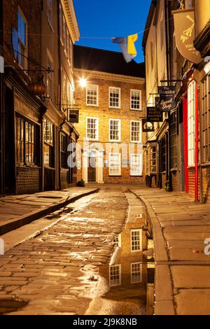 Abend auf den Shambles in York, North Yorkshire, England. Stockfoto