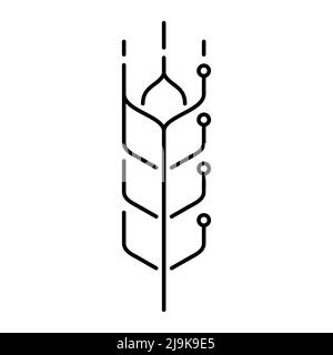 Symbol für die Landwirtschaftstechnologie. Weizen- und Leiterplattenelemente. Moderne Landwirtschaft. Effiziente Lebensmittelproduktion. ES Anwendung in der Pflanzenzüchtung. Stock Vektor