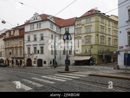 Vrtba-Palast (Vrtbovský palác) in der Karmelitská-Straße auf der Kleinseite in Prag, Tschechische Republik. Der barocke Palast, der vom tschechischen Architekten František Maxmilián Kaňka entworfen wurde, wurde 1726 fertiggestellt. Stockfoto