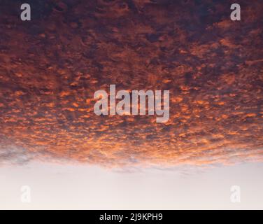 Dramatische Wolkenlandschaft bei Sonnenuntergang mit roten Wolken am Himmel Stockfoto