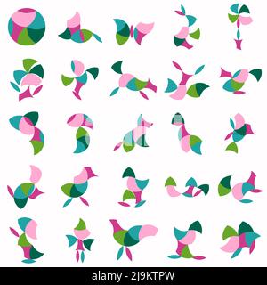 Satz von Tangram Puzzle. Vietnamesisches Spiel. Stock Vektor