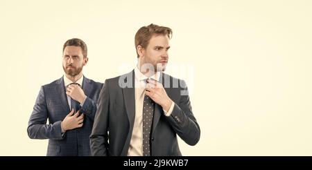 Führung. Ehrgeizige Kollegen Experten. Zwei Männer in formalwear. Geschäftsleute Krawatte Stockfoto