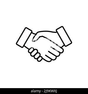 Einfacher Umrisssymbol-Handshake mit weißem Hintergrund. Vektorgrafik. Stock Vektor