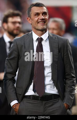 Reggio Emilia, Italien. 22.. Mai 2022. Paolo Maldini lächelt während des Spiels der US Sassuolo gegen AC Mailand, italienische Fußballserie A in Reggio Emilia, Italien, Mai 22 2022 Quelle: Independent Photo Agency/Alamy Live News Stockfoto