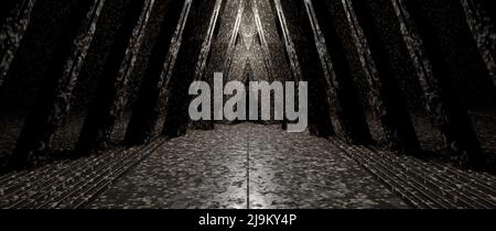 Luxus elegante Marmor Granit Korridor Tunnel Dim silbergrau Banner Hintergrund 3D Rendering Stockfoto