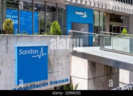 Spaniens größtes Gesundheitsversicherungsunternehmen Sanitas in Spanien. Stockfoto