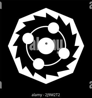 Gezackter Achteck, mit einem Symbol für die Elemente, nach dem Vorbild eines Kornkreises, gefunden bei Little Down in Wiltshire. Zeichen, dass die Dinge beginnen sich zu bewegen. Stockfoto