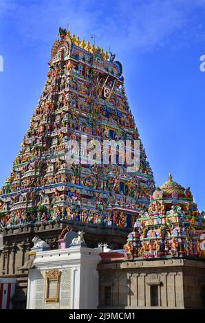 Mylapore, Chennai Indien, Juli 25. 2016. Der schöne Kapaleeswarar Tempel in Chennai, Indien Stockfoto