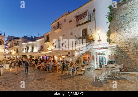 Dalt Vila, Ibiza-Stadt, UNESCO Weltkulturerbe, historische Altstadt, El Olivo Mio Restaurant, Eivissa, Ibiza, Pityusen, Balearen, Insel, Spanien, Euro Stockfoto