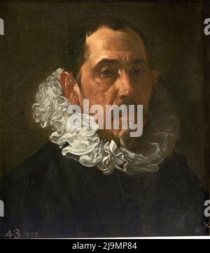 Titel: Francisco Pacheco Ersteller: Diego Rodríguez de Silva y Velázquez Datum: c. 1620 Maße: 41 x 36 Medium: Öl auf Leinwand Ort: Museo Nacional del Prado Stockfoto