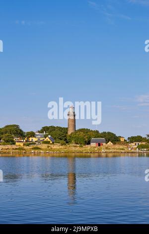 Leuchtturm Hirsholmene, Sommer; Hirsholm, Dänemark Stockfoto