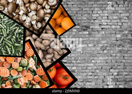 Collage gesunder Lebensmittel mit Platz für Ihren Text Stockfoto