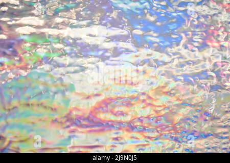 Holographisch irisierenden Hintergrund faltig wellig abstrakt Regenbogen verschwommen Hintergrund. Oberfläche mit mehreren Farben von Webpunk im 90er Stil. Hochwertige Fotos Stockfoto