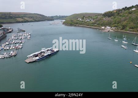 Dartmouth Devon untere Autofähre England Drohne Luftaufnahme Stockfoto