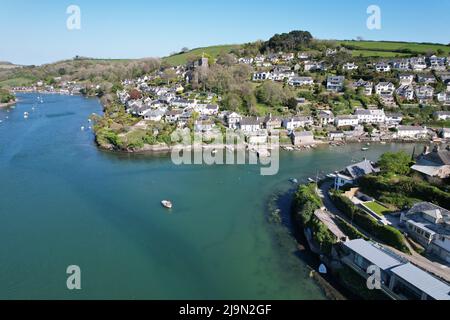 Noss Mayo und Newton Ferrers Dörfer im Süden von Devon Drohnen Luftaufnahme Stockfoto