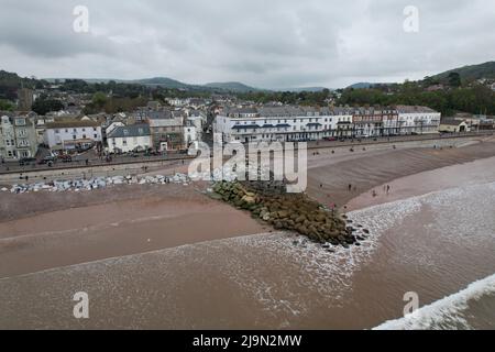 Sidmouth Seaside town in Devon UK Drohne Luftaufnahme Stockfoto