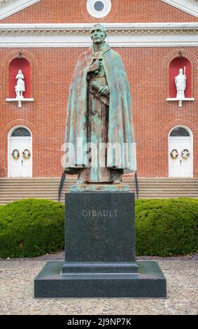 Die Statue von Pater Pierre Gibault im Geroge Rogers Clark Park Stockfoto