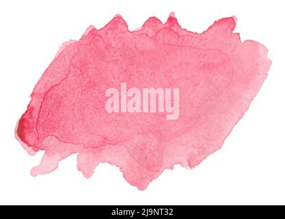 Abstrakte rote Wasserfarbe Splash Textur isoliert auf weißem Hintergrund Stockfoto