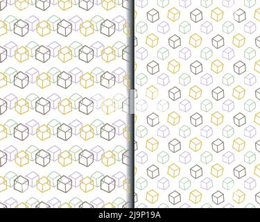 Baby-Spielzeug, Bausteine Kette nahtlose Muster gesetzt. Handgezeichnete Doodle Farbe Pinsel Design, Pastell Geschlecht neutrale Farbpalette. Einrichtung im Kinderzimmer Stock Vektor