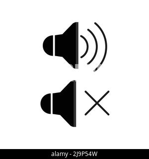 Ton ein und Ton stummschalten Symbol. Auf weißem Hintergrund Stock Vektor