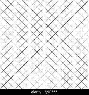 Durchgehende Schnittmuster. Grunge handgezeichnete Linien, diagonales geometrisches Raster, kreative rustikale ästhetische Hintergrund in Grauton Farbpalette. Weiß Stock Vektor