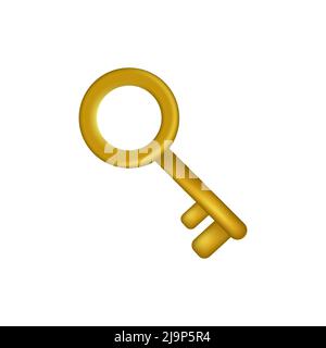 Goldener Schlüssel. 3D isoliertes Element. Vektorgrafik Stock Vektor