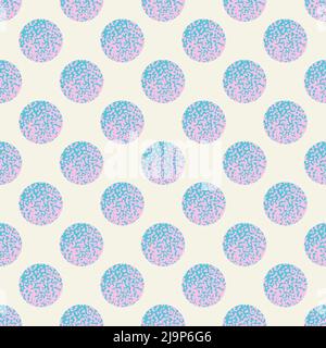 Vektor mit nahtlosem Polka-Punktmuster in Pink und Blau. Stock Vektor