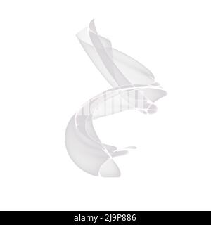 Abstrakte transparente Figur. Fliegende Flamme, Rauch, heller Nebel. Weiße Farbe Stockfoto