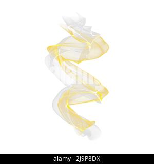 Abstrakte transparente Figur. Fliegende Flamme, Rauch, heller Nebel. Gelbe Farbe Stockfoto
