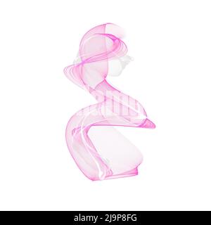 Abstrakte transparente Figur. Fliegende Flamme, Rauch, heller Nebel. Rosa Farbe Stockfoto