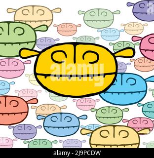Gesicht des kleinen Monsters, Vektor-Illustration. Stock Vektor