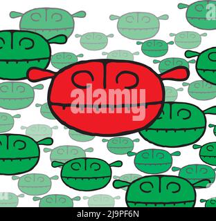 Gesicht des kleinen Monsters, Vektor-Illustration. Stock Vektor