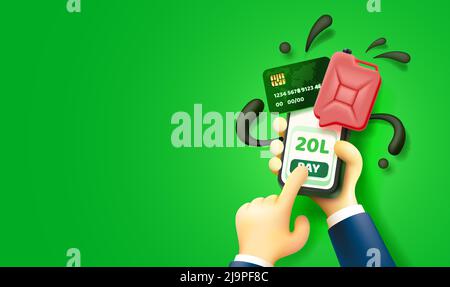 Auto Refill Pay Online-Smartphone, Anwendung Service Energie. Vektorgrafik Stock Vektor