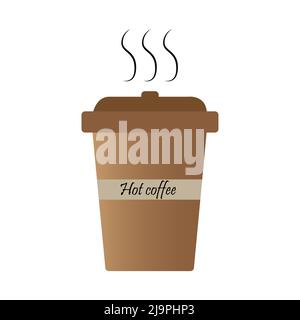 Heiße Kaffeetasse braune Farbe. o weißer Hintergrund Stock Vektor