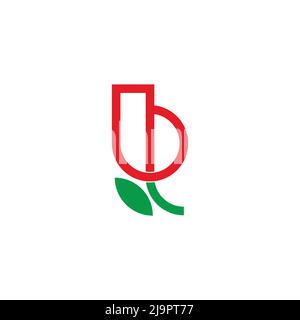 Buchstabe b rote Rose Blume Symbol Logo Vektor Stock Vektor