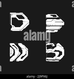 Cyberpunk futuristische Pfeile gesetzt. Set mit futuristischen Designelementen. Cyber-Pfeile, Zeiger, Richtung. Hinweise im Stil der Cyber-Technologie. Cyberpunk Stock Vektor