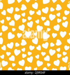 Handgezeichneter Hintergrund mit Herzen. Für Textilien, Druck, Bekleidung, Verpackungen, Dekor und Tapeten, Geschichten. Moderne organische Formen und Linien. Einfach Stockfoto