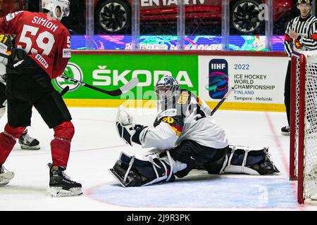 Ice Hall, Helsinki, Finnland, 24. Mai 2022, TOR (Schweiz) während der Eishockey-Weltmeisterschaft IIHF - Deutschland vs Schweiz - Eishockey Stockfoto