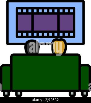 Cinema Sofa Icon. Editierbare Fettformatier Umriss Mit Farbfülldesign. Vektorgrafik. Stock Vektor